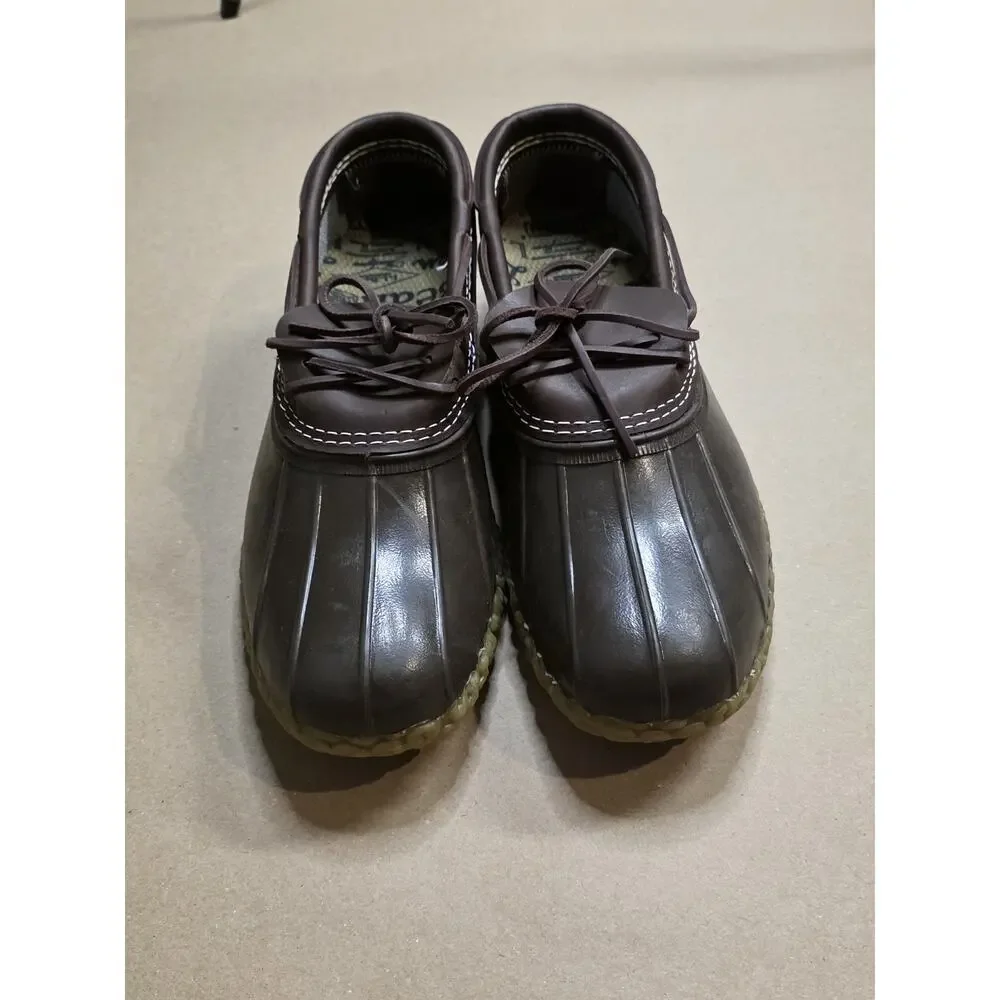 LL Bean Boots Chocolate Brown Low Top Rubber Moccasins Waterproof Boots Men 12M